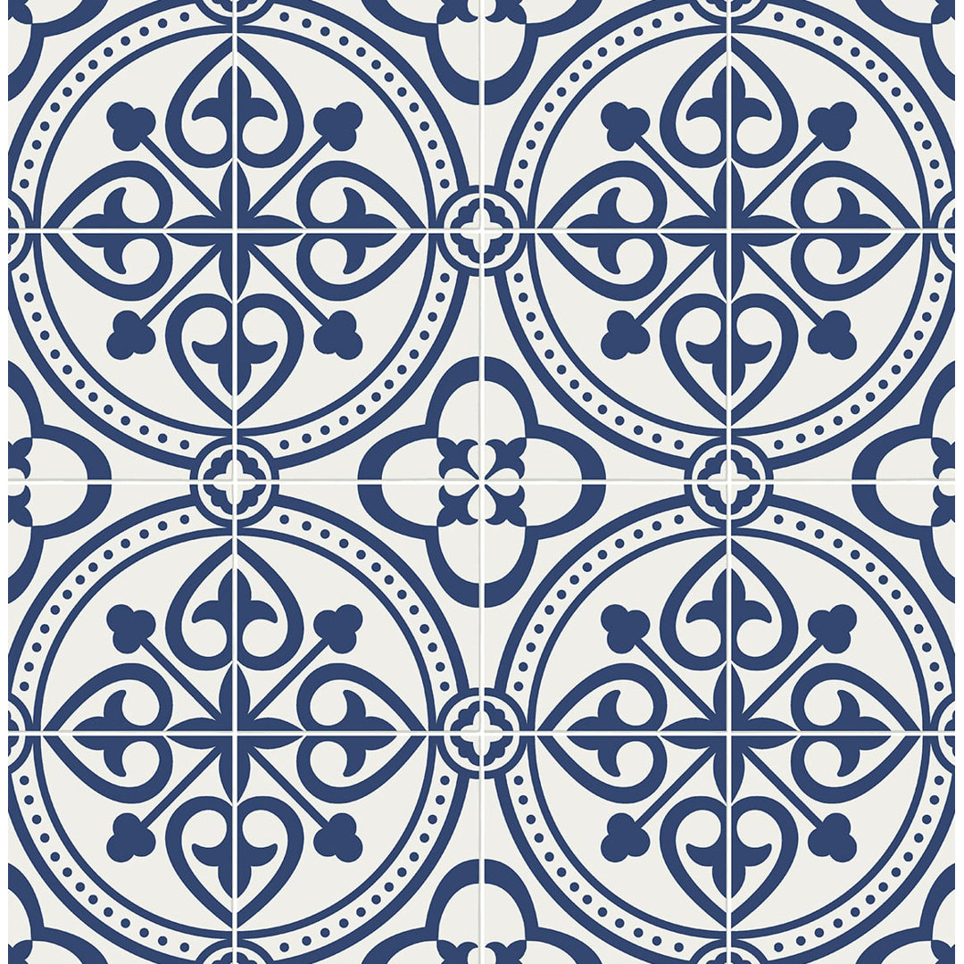 Luxe Haven Villa Mar Tile 9' L x 20.5" W Peel and Stick Wallpaper Roll Lillian August 