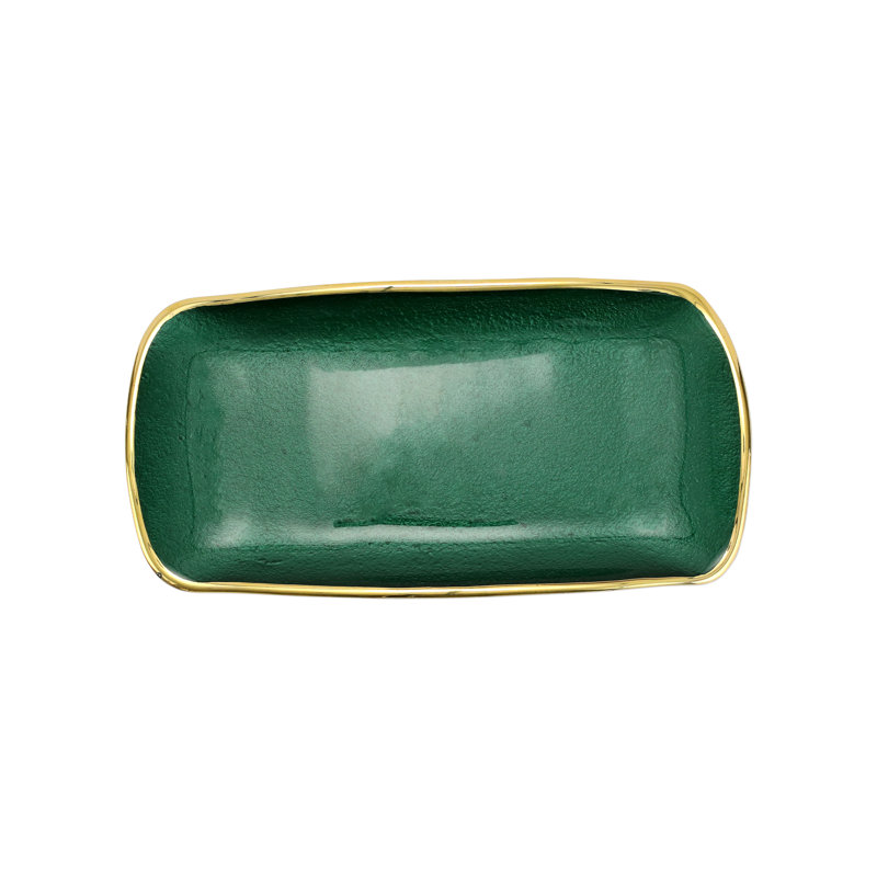 Plateau rectangulaire en verre métallique, Émeraude