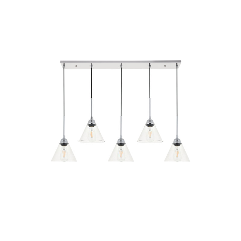Luminaire suspendu conique à 5 lumières Harlingen, Chrome