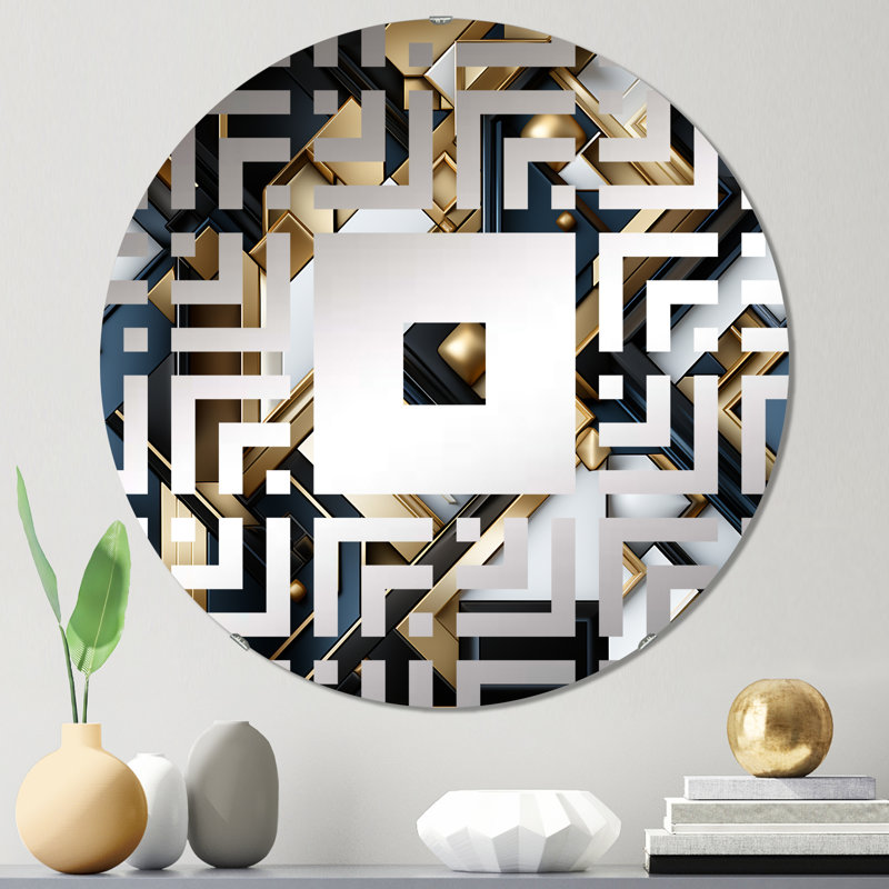Miroir mural carré noir et doré, 23,6 po x 23,6 po