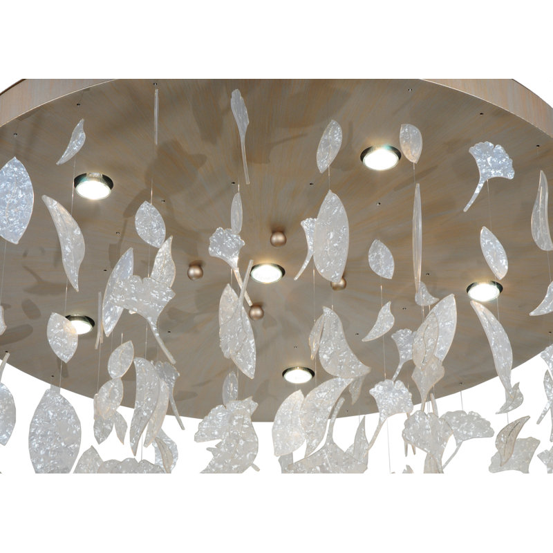 Luminaire suspendu grappe 6 lumières Ginkgo Leaf