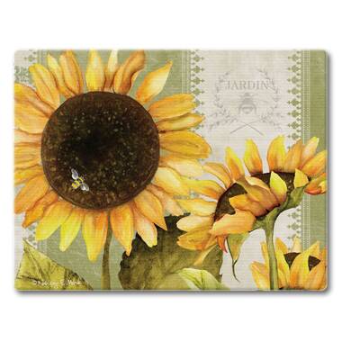 Counterart Sunflower Fields Tempered Glass Counter saver/ Cutting Board