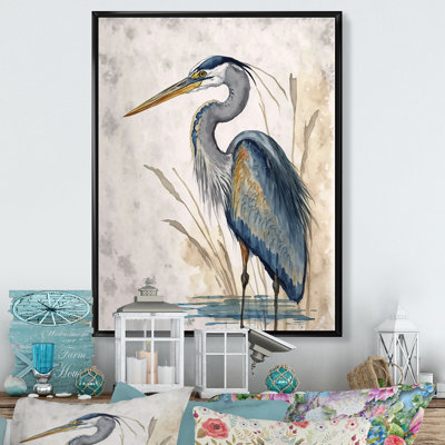Passabe Heron By The Waterside Watercolour II - Print on Canvas