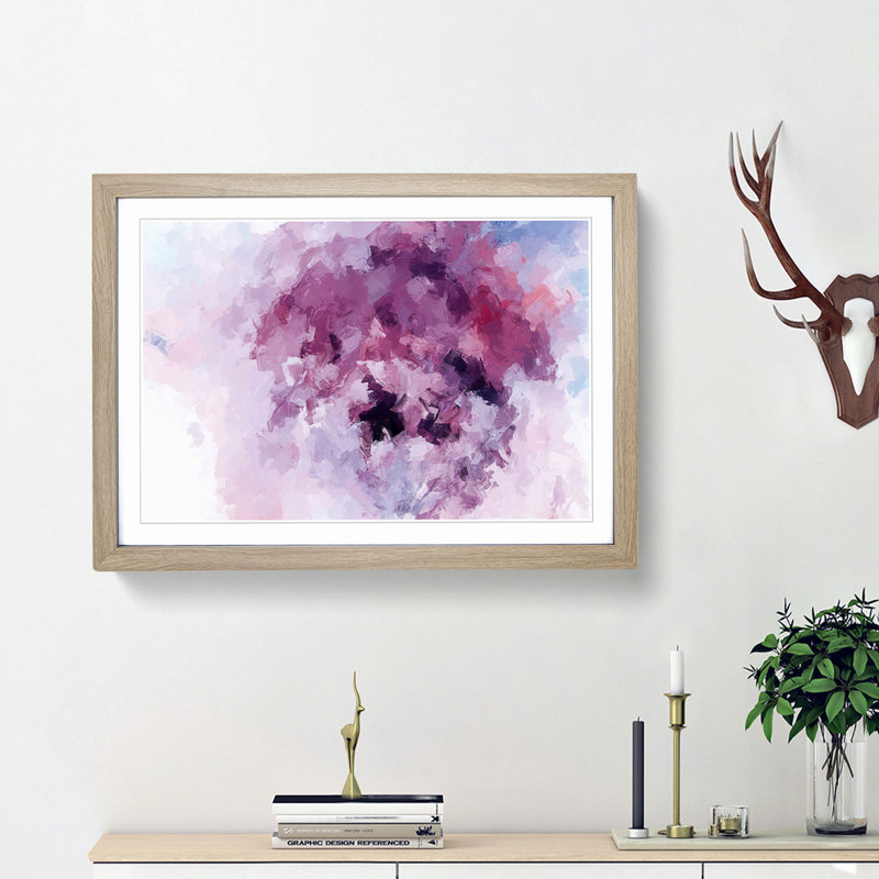 Floral Dreams in Abstract - Picture Frame Painting Print, 62cm H x 87cm W x 2cm D, Oak Framed