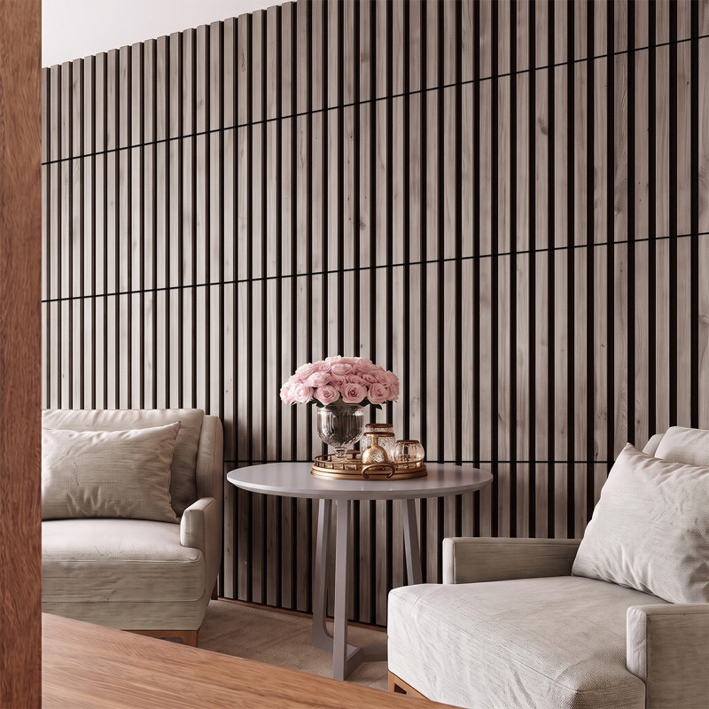 8-Pack Self-adhesive Acoustic Wood Slat Wall Panels for Interior Decor