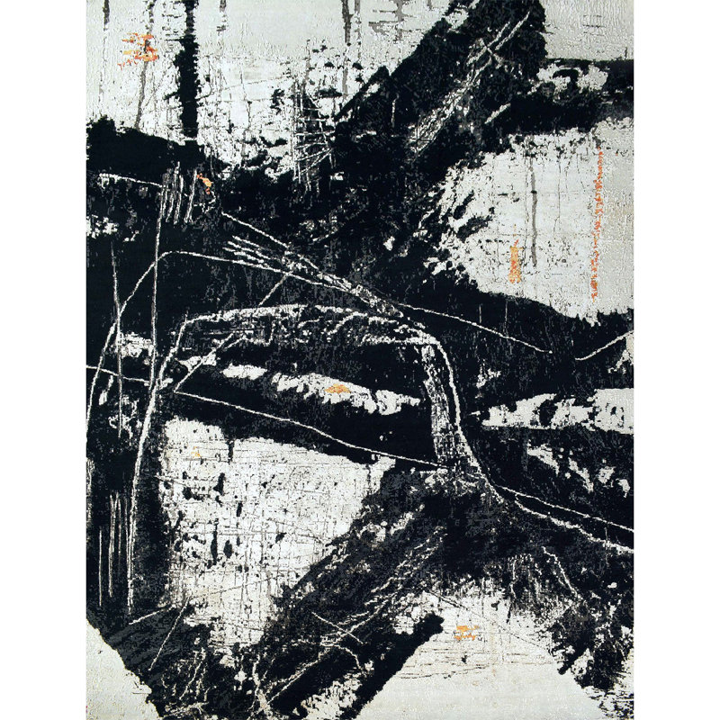 Area Rug in Black/Gray, null, Rectangle 9' x 12'