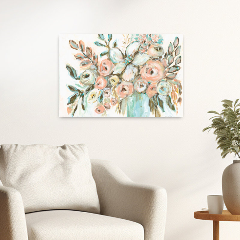 A Soft Fall, art floral abstrait contemporain, H 16 po x l 24 po