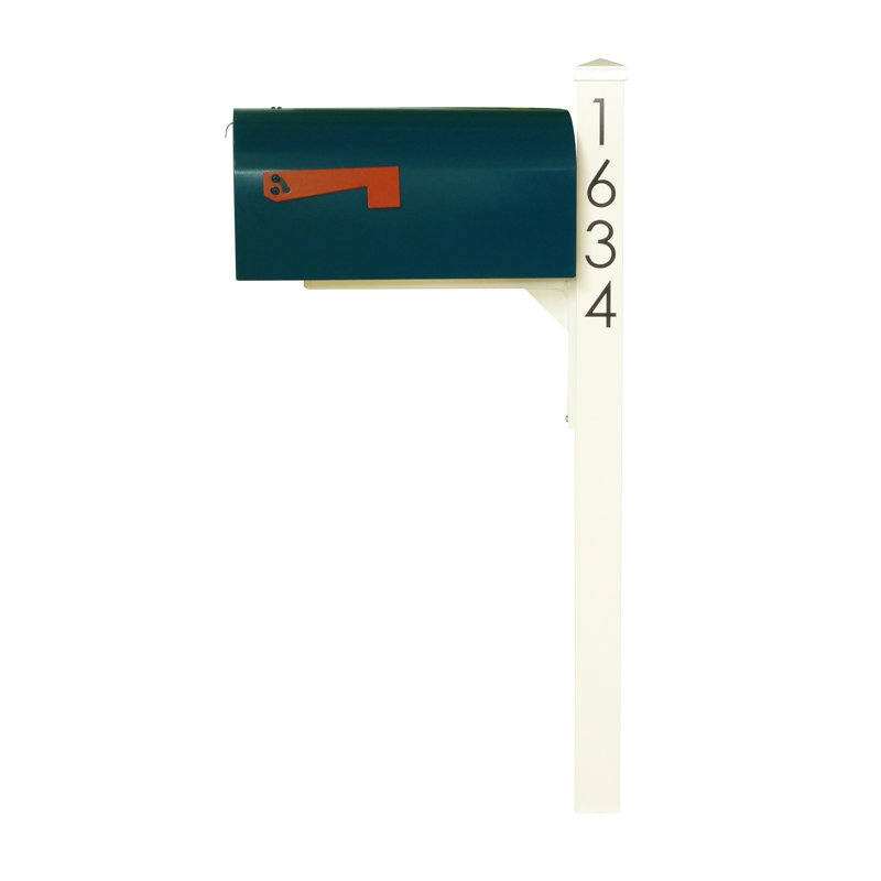 Aluminum Post Mounted Mailbox, Blue