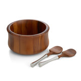 Nambe Nara Salad Bowl W/ Servers