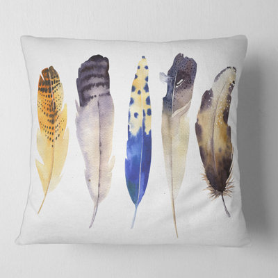 Colourful Feather Set I Square Pillow Cover and Insert