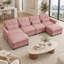 Canapé d'angle modulaire Rovesselle 4 places en chenille de 126,7 pouces de large, en forme de U, avec 2 poufs amovibles, coussins à volants et coussins lombaires-366142818