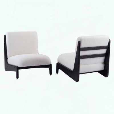 Set of 2 Scott Living Moda Accent Chairs – White – Black Solid Wood Frame
