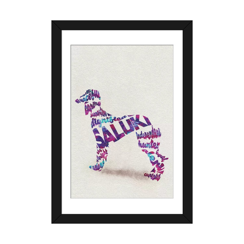 « saluki » par ayse deniz akerman, reproduction d’impression sur toile tendue, H 32 po x l 24 po x P 1 po, Blanc