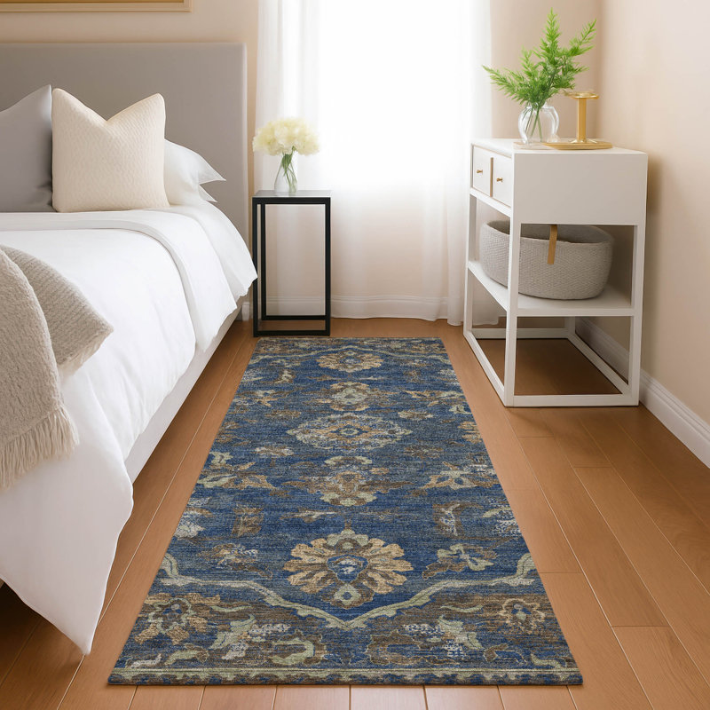 Tapis lavable à la machine intérieur / extérieur ACN2793 Global Chantille, Marine, Tapis de couloir 2 pi 3 po x 7 pi 6 po