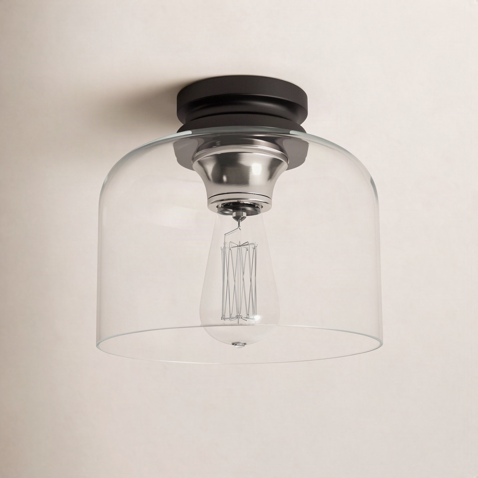 Piedmont 9 " 1 - Light Stainless Steel Flush Mount, Black