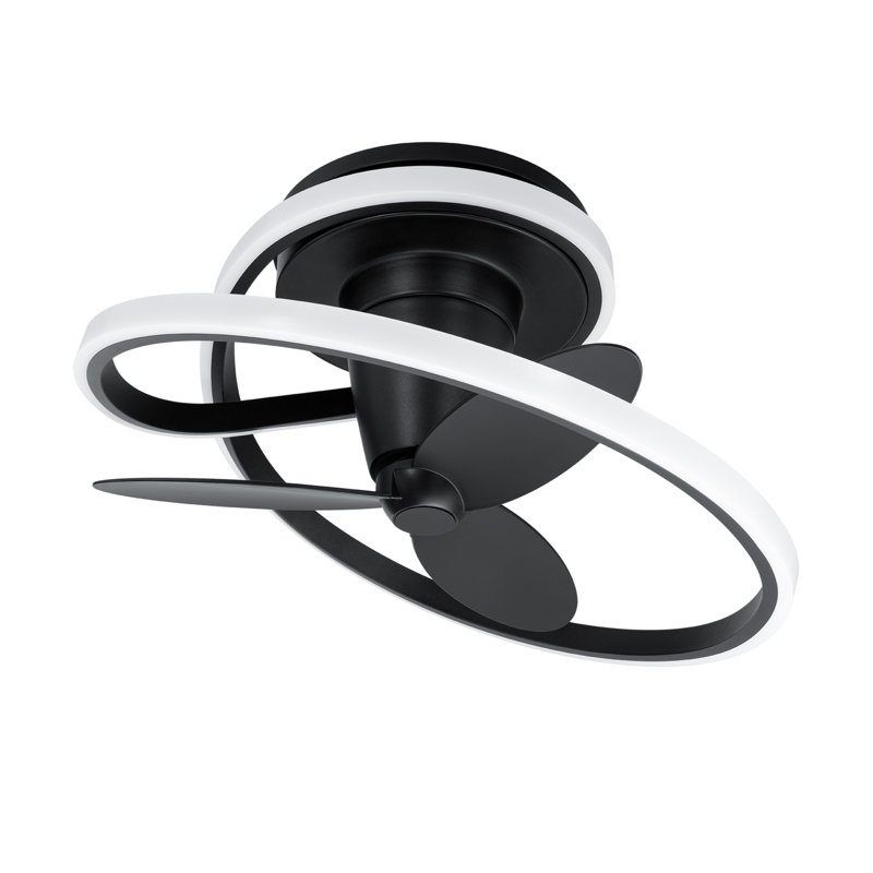 Ventilateur de plafond intelligent 28 po avec lumières DEL et télécommande Bluetooth inclus Velce, Noir mat