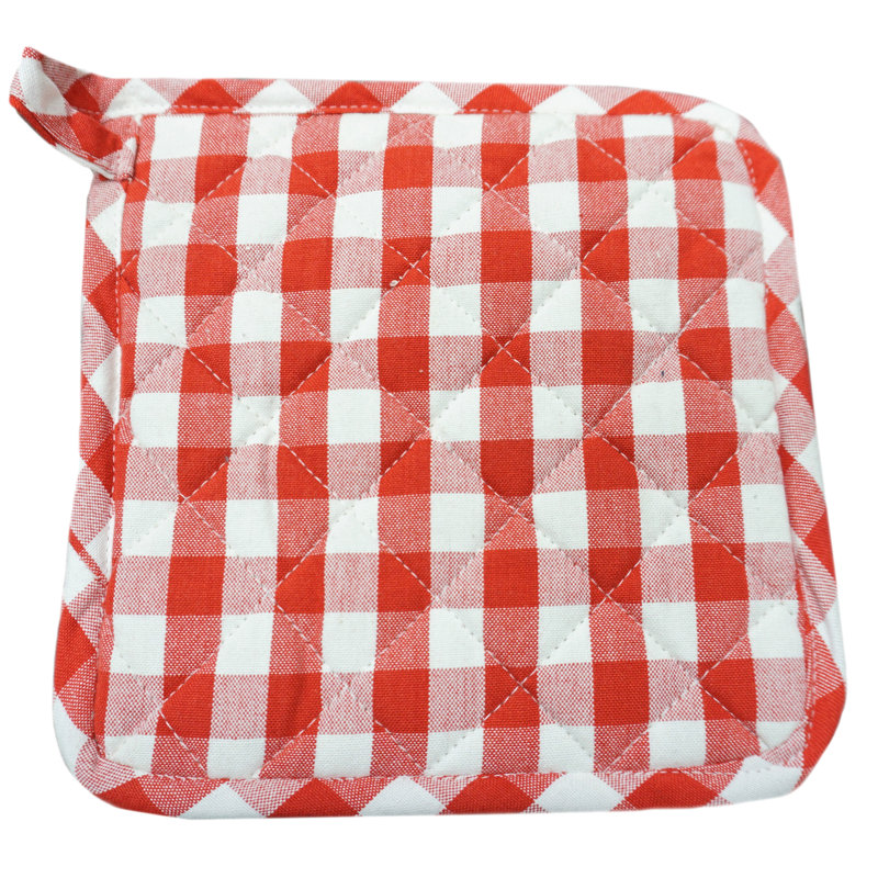 Home & Manor Gingham Cotton Potholder