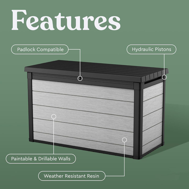 Keter Denali 200 Gallon Gray Lockable Resin Deck Box