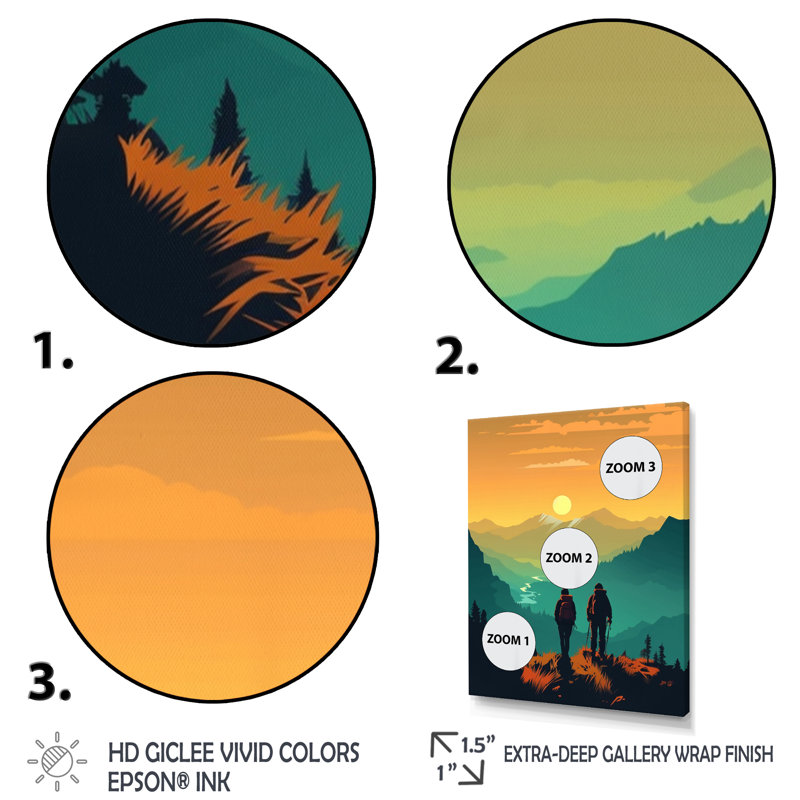 Coucher de soleil audacieux jaune sarcelle audacieux II, Cadre flottant noir, H 20 po x l 12 po x P 1 po