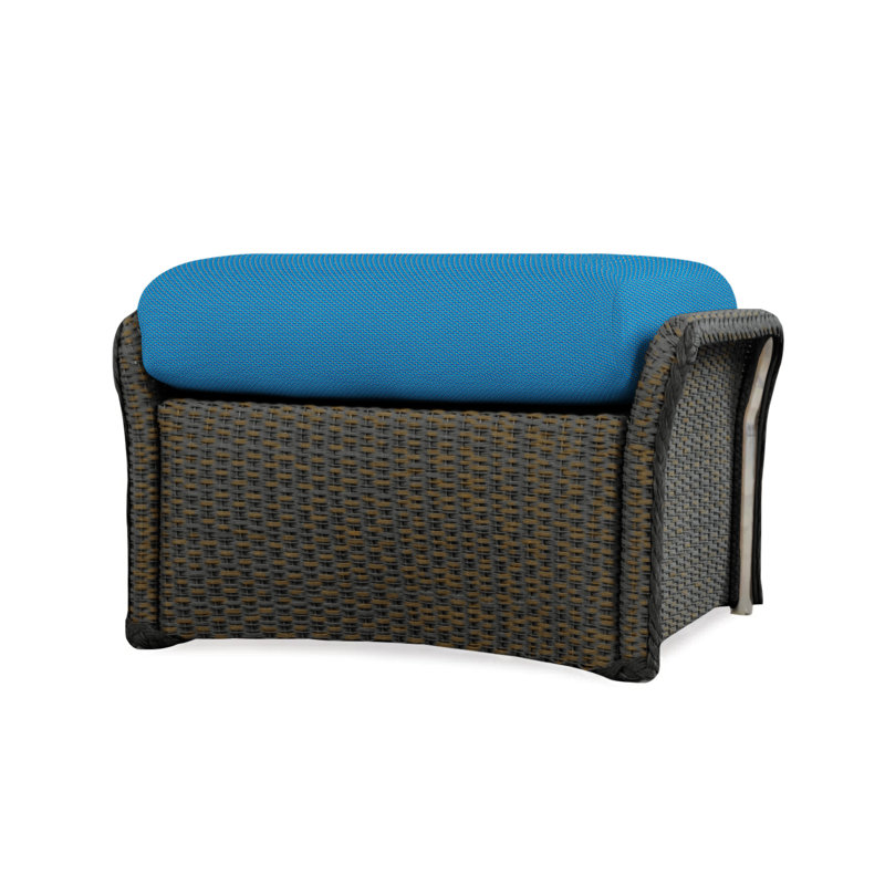 Weekend Retreat Outdoor Ottoman, Consider Indigo, Mink