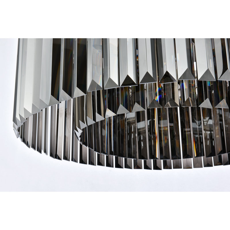 Yazmin Crystal Flush Mount, Gray, Polished Nickel