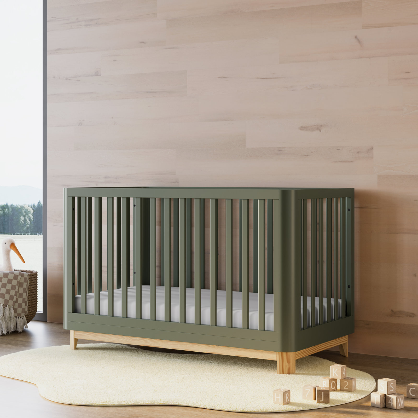 Santos 3-in-1 Convertible Crib, Olive
