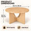 Table basse ronde 32,3 po, table basse Mid-Century, frêne, pieds en bois massif uniques