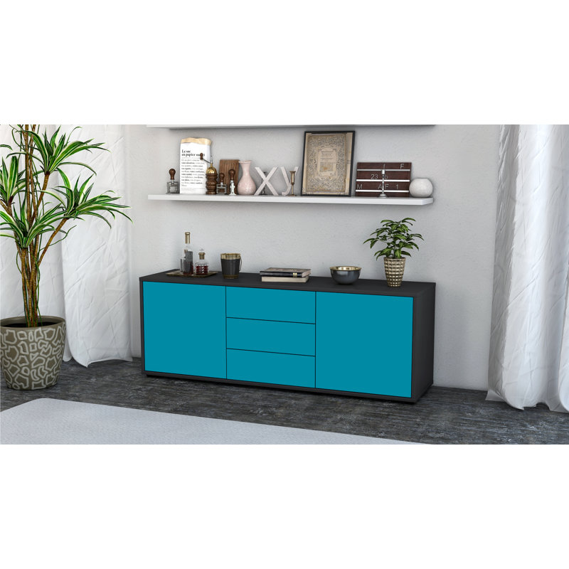Wyble TV Stand for TVs up to 60", Turquoise / Matte Anthracite