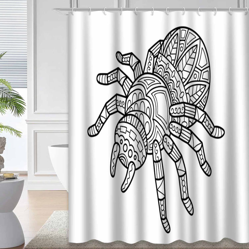 Mignon rideau de douche orné de stress noir avec 12 crochets, L 72 po x l 78 po