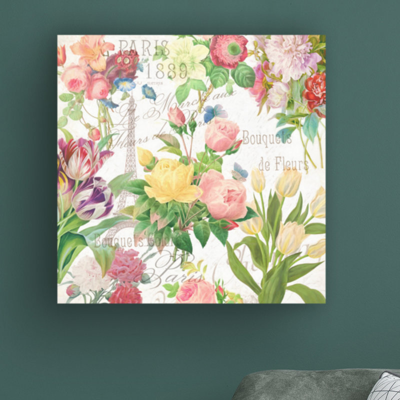 «Paris Flower Market» par Cora Niele - peinture sur toile tendue, H 14 po x l 14 po x P 2 po