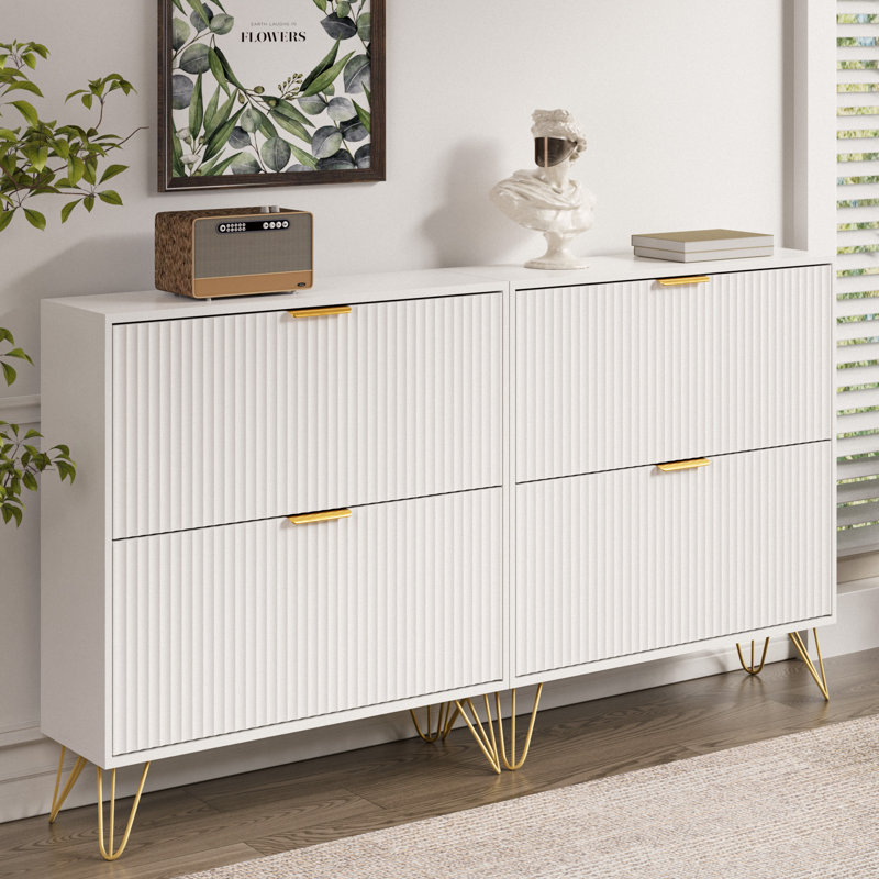 Rangement à chaussures 24 paires, Blanc, 34.4" H x 31.5" W x 9.4" D
