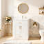 Armoire de rangement autoportante pour salle de bain avec lavabo et tiroir basculant-120317274