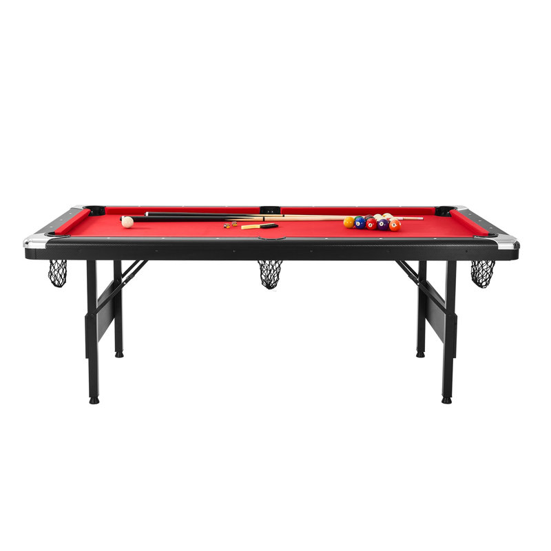 Table de billard pliable de 7 pi avec toile rouge - Ensemble de billard portable pour la salle de jeu à domicile