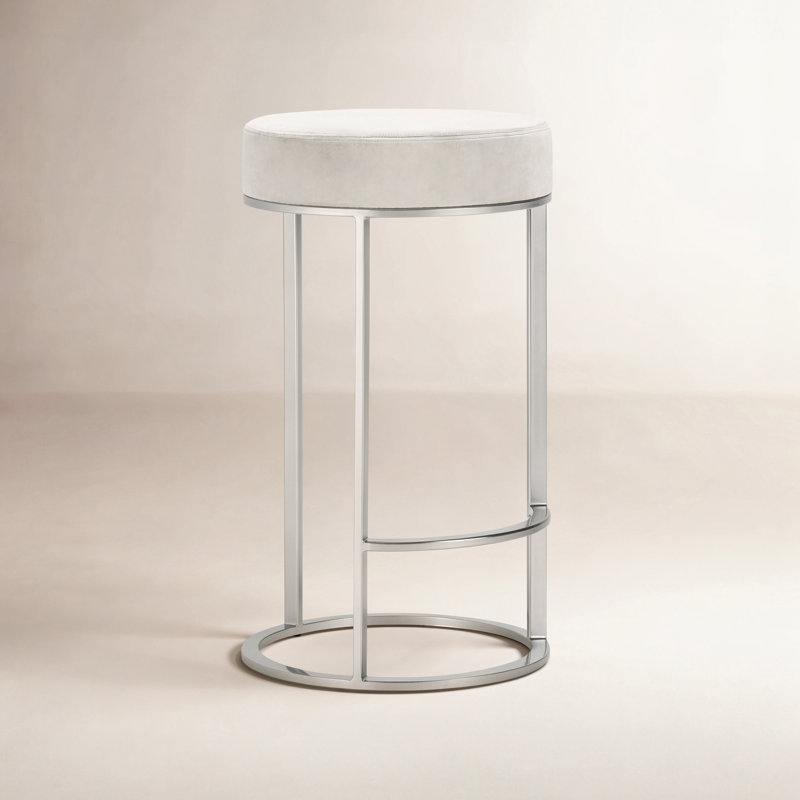 Tabouret de comptoir Bertrad Quinn, Siège gris / structure en nickel