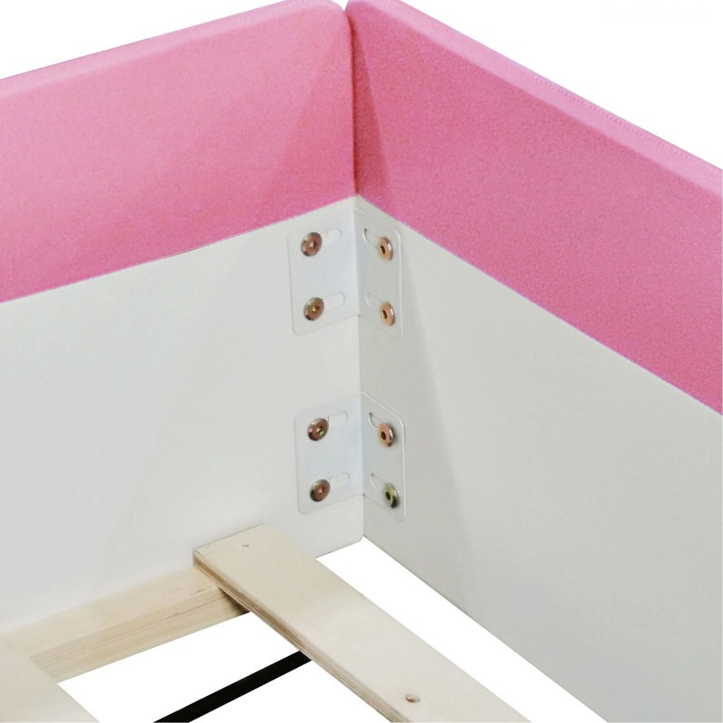 Lit de chambre à coucher élégant, structure de lit de jour rembourrée avec clôture et escalier pour la chambre à coucher