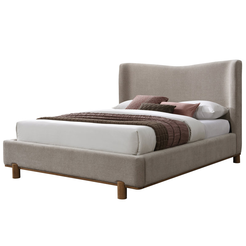 Grand lit plateforme 60 "Modern Fabric - Beige foncé, Grand lit