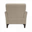 Chaise avec accoudoirs rembourrés et bouclés à finition beige, assise compacte capitonnée avec pieds en bois massif pour les petits espaces-1788048323