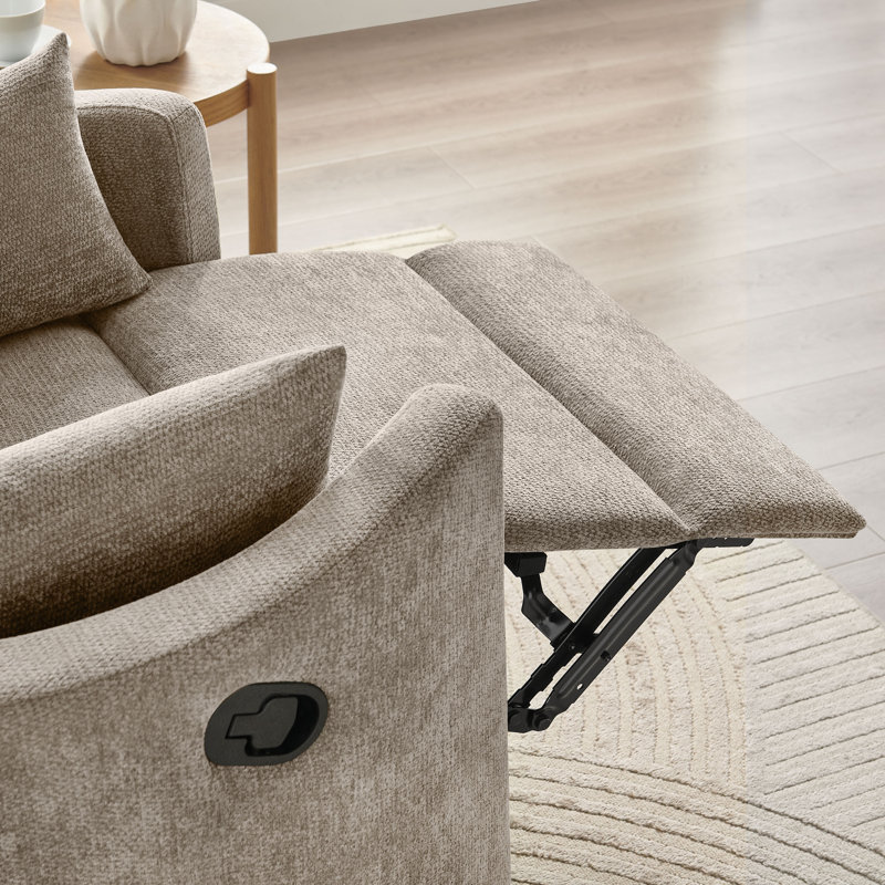 Fauteuil inclinable en chenille confortable et pivotant pour le salon, Light Brown