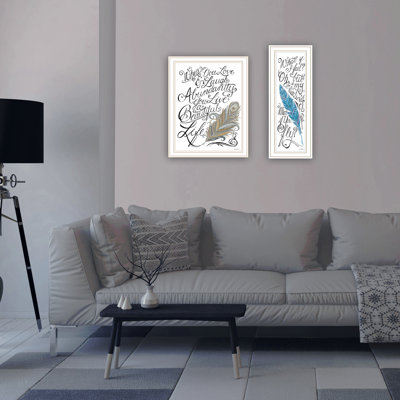Trendy Decor 4U 2- Piece Vignette What If I FAIL? White Framed Wall Art For Living Room, Bedroom Wall Art Print For Home Decor By Deb Strain