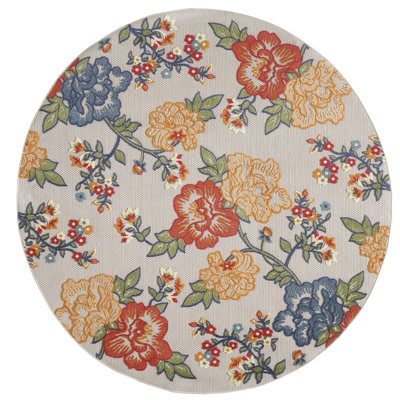 Tapis intérieur / extérieur floral tissé à la machine