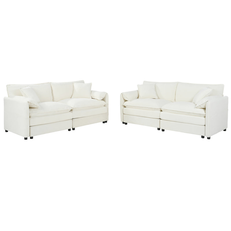 Ensemble de causeuse surdimensionnée moderne en chenille 2 pièces Elara, Beige