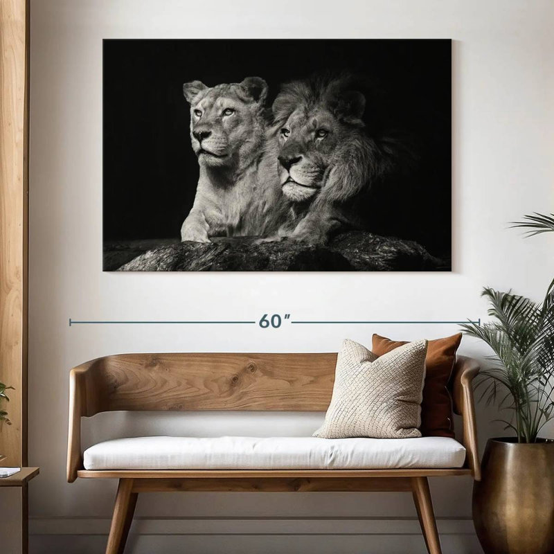 Lion And Lioness Mates Canvas Print, 51" H x 34" W x 1.25" D