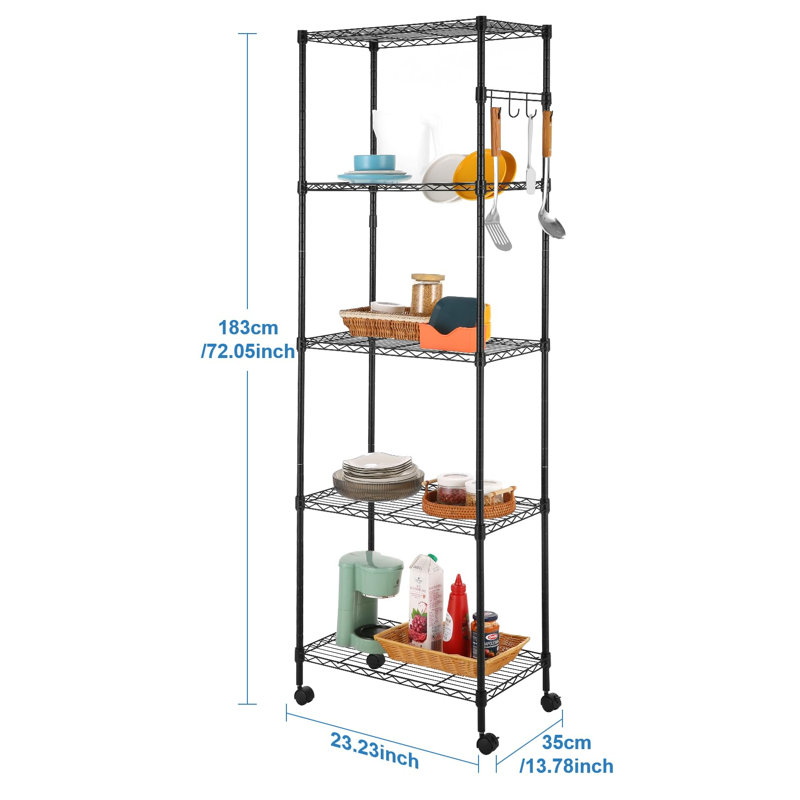 Elya 59cm W Powder Coated Steel Shelving Unit, Black