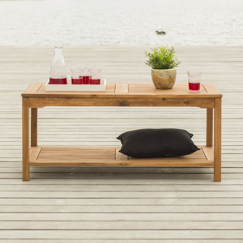 Dolores Rectangular Acacia Solid Wood Outdoor Patio Table - 120 cm W 49.9 cm D, Brown