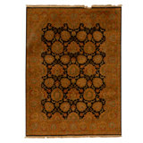 Hand Knotted Wool Oriental Area Rug in Black And Gold