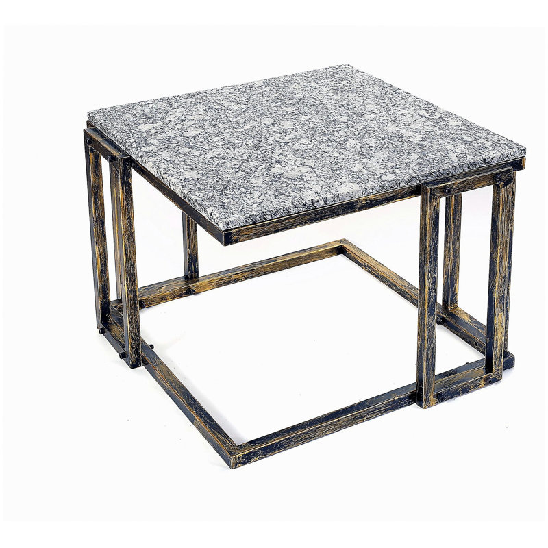 Support pour plante en marbre granit noir / doré 14,5 po