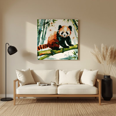 Wildlife Red Panda White Metal Wall Art