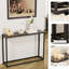 Table d'entrée étroite de style industriel, brun et noir haut de gamme, bureau multifonctionnel, console à quatre pieds réglables idéale pour les balcons, facile à assembler