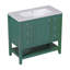 Ensemble de meuble-lavabo 36 po avec lavabo, une armoire et trois tiroirs, panneau en bois massif et panneau de fibres à densité moyenne, vert-1299191583