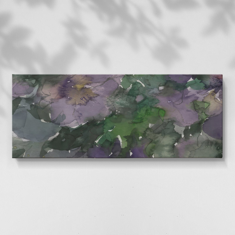 Langage des violettes II - Toile tendue avec châssis - Prêt à accrocher, H 12 po x l 30 po